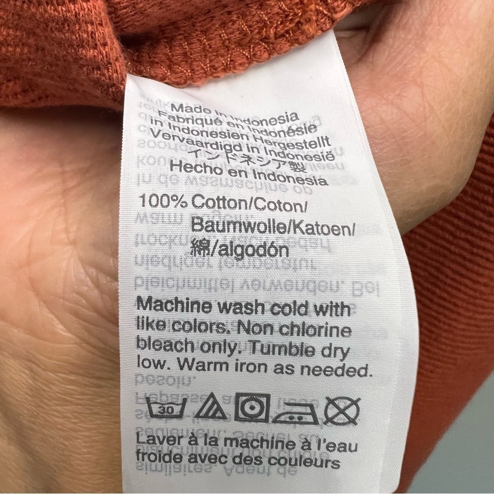 Texture & Thread Madewell Women Sz L Sweatshirt Burnt Orange Front Tie V Neck - Picture 11 of 12